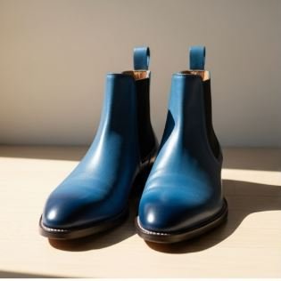 Blue Chelsea Boots – Vliztmo Shoes with White Write-Up