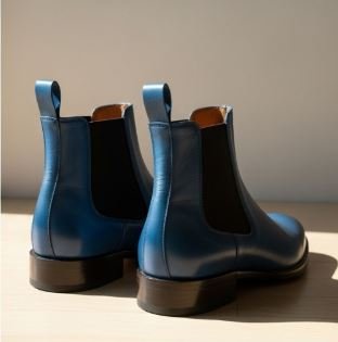 Blue Chelsea Boots – Vliztmo Shoes with White Write-Up - Image 2