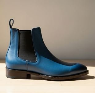 Blue Chelsea Boots – Vliztmo Shoes with White Write-Up - Image 3