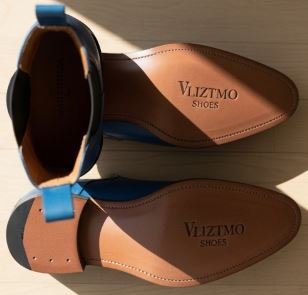 Blue Chelsea Boots – Vliztmo Shoes with White Write-Up - Image 4